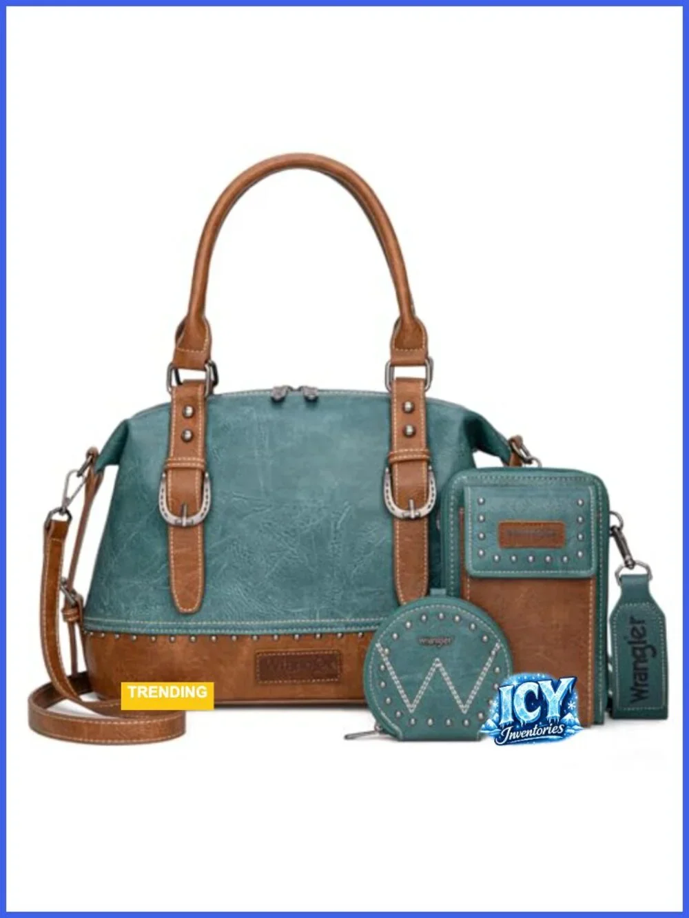 3-Piece Faux Leather Doctor Bag Set with Top Handle, Satchel, Cell Phone Bag &